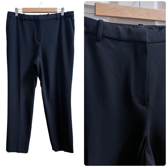 Theory Black Treeca 4 Modern Crepe Pants Size 12 Office Work Classic - Picture 12 of 12